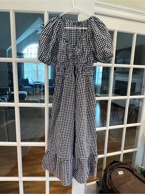 Vineyard Vines Black and White Gingham Maxi Dress